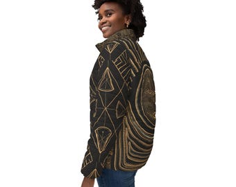 Heart Center Divine Design Puffer Jacket | Energetic Conscious Wear, Awakened human, Conscious Teachings