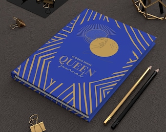 Self Love Notebook Journal Lined Notebook, Blue Gold Queen Journal, Ruled Line Journal, Artsy Journal,  Journal Notebook Blank Page