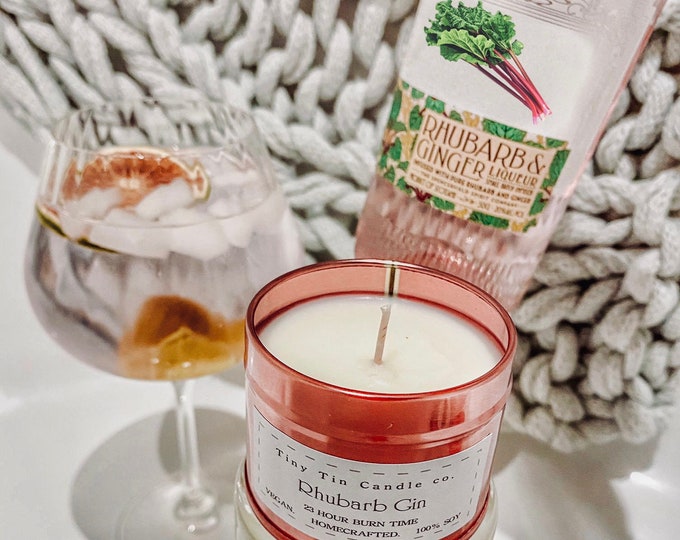 Pink Gin Scented Candle Upcycle Handmade Uk Rhubarb Gordons Etsy UK