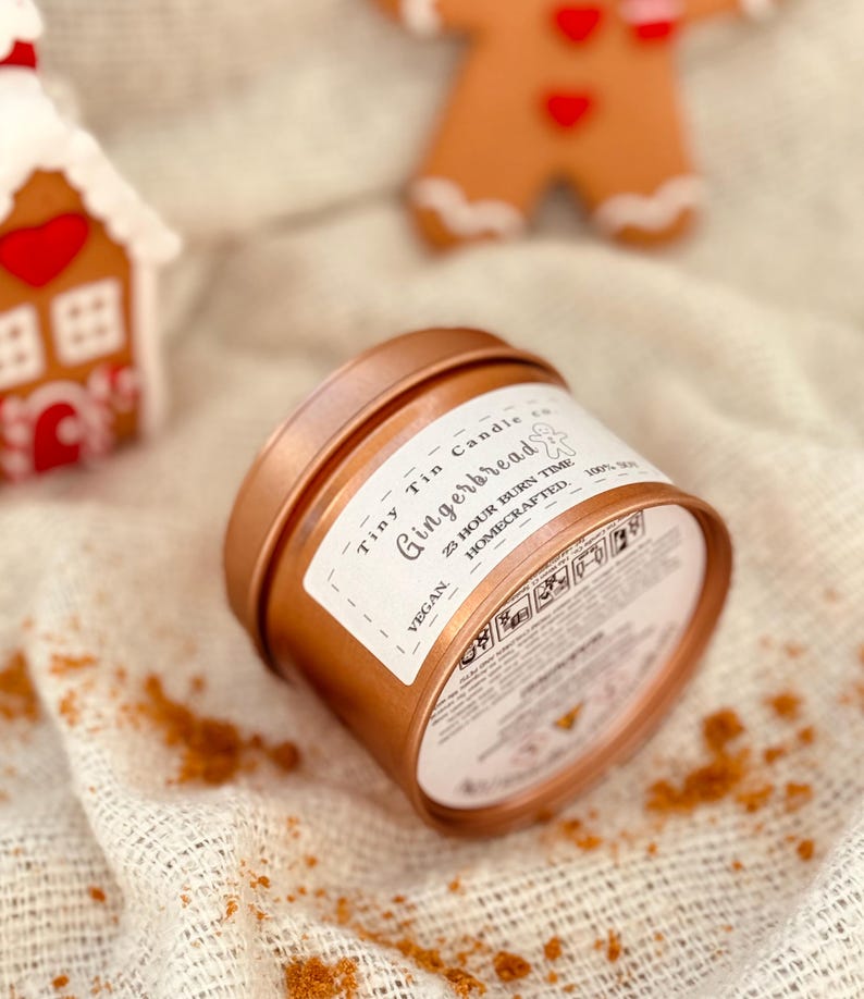 Gingerbread Soy Wax Candle 100ml Tin Christmas Scent Longlasting
