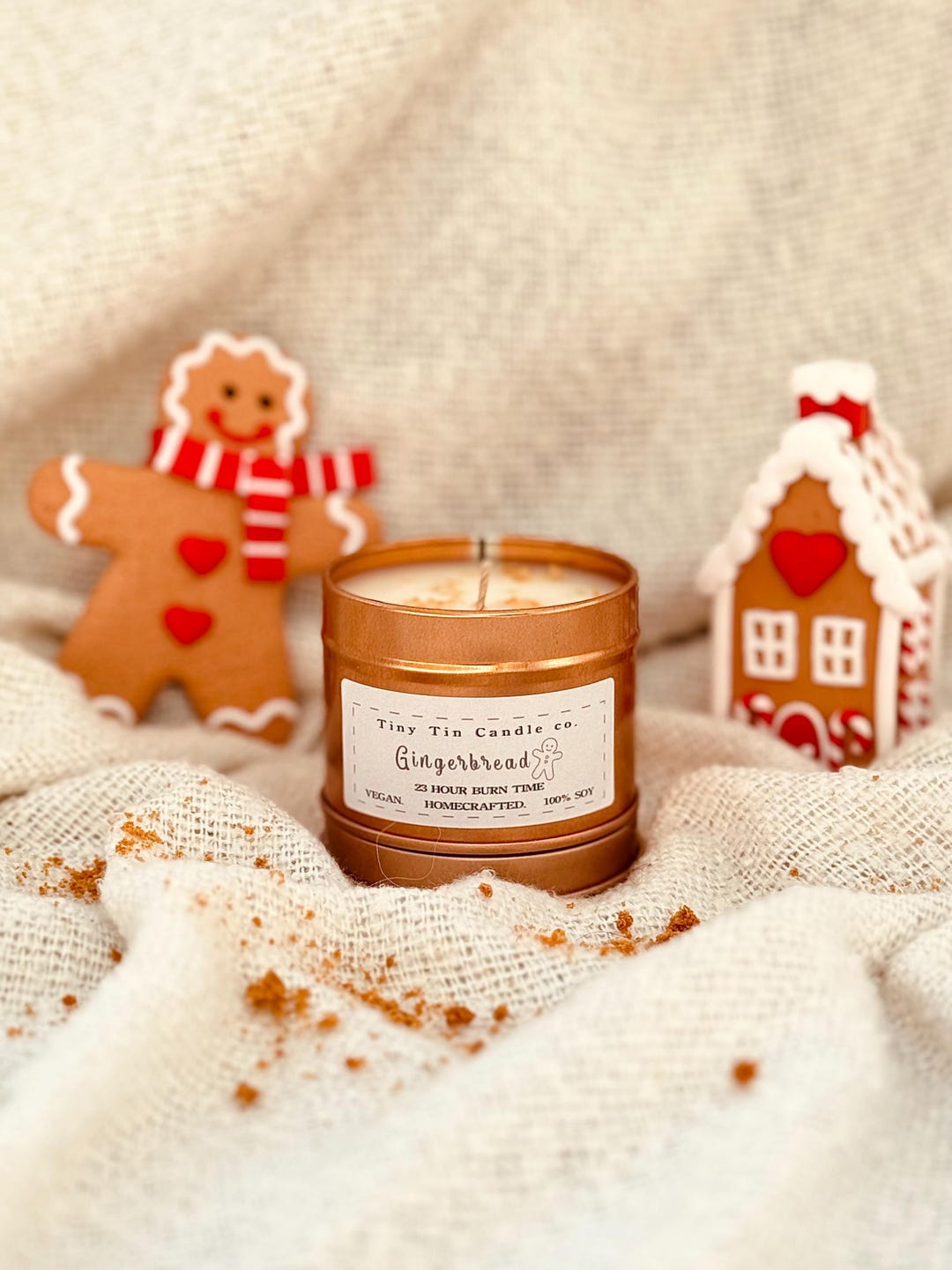 Gingerbread Soy Wax Candle 100ml Tin Christmas Scent Longlasting