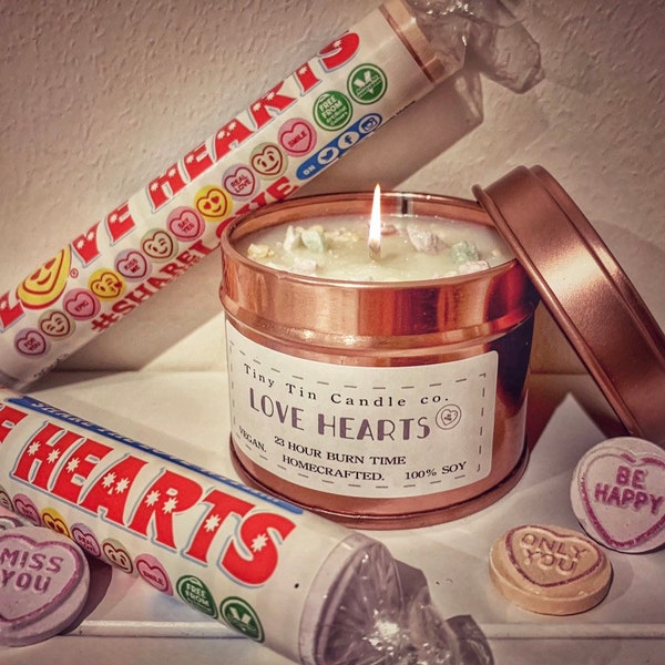 Love Hearts Soy Valentines Candle 100ml Rose Gold Perfect Valentines Gift