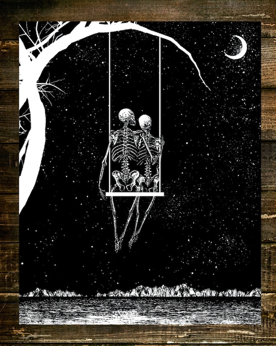 Just the Two of Us. Art Print 8x10. Skeleton 