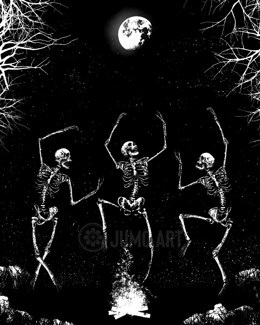 Midnight Ritual. Art Print 8x10. Skeleton Witch Dance - Etsy