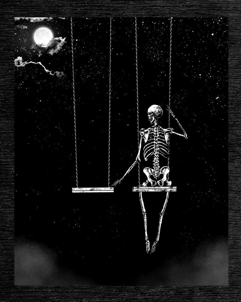 Not Forgotten. Art Print 8x10. Skeleton on Swing - Etsy Israel