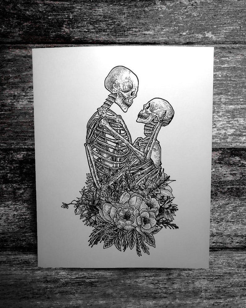Can You Fall In Love With A Skeleton Skeleton Love. Art Print 8x10. Skeleton romantic | Etsy