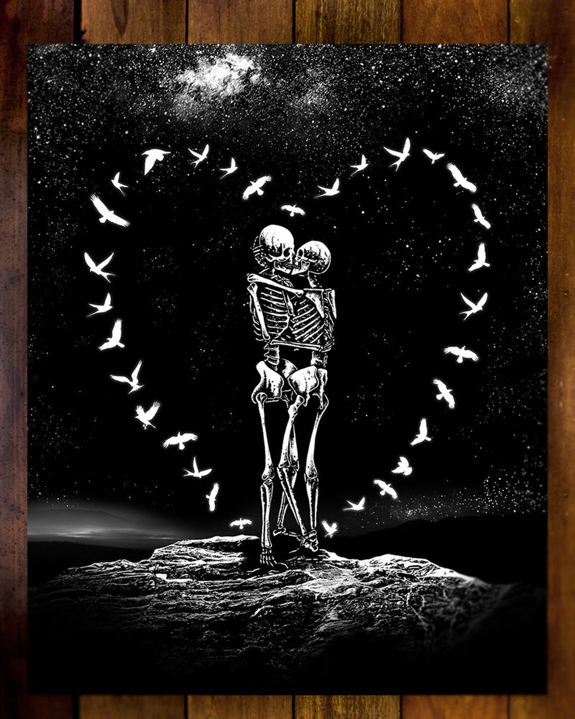 Beloved. Art Print. Skeletons Kissing Romantic Illustration. Etsy UK