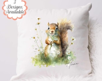 Watercolour Squirrel Cushion - A Perfect Gift for Her, Ideal for Mother's Day, and a Thoughtful Present for Squirrel Lovers