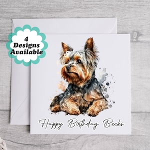 Carte d'anniversaire du Yorkshire Terrier - Carte de voeux pour chien avec texte modifiable, cadeau d'anniversaire du Yorkshire Terrier.