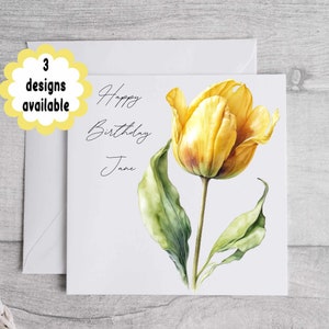Tulip Birthday Card - Watercolour Floral Greeting Card – Perfect for Mother’s Day, Birthdays & Special Moments
