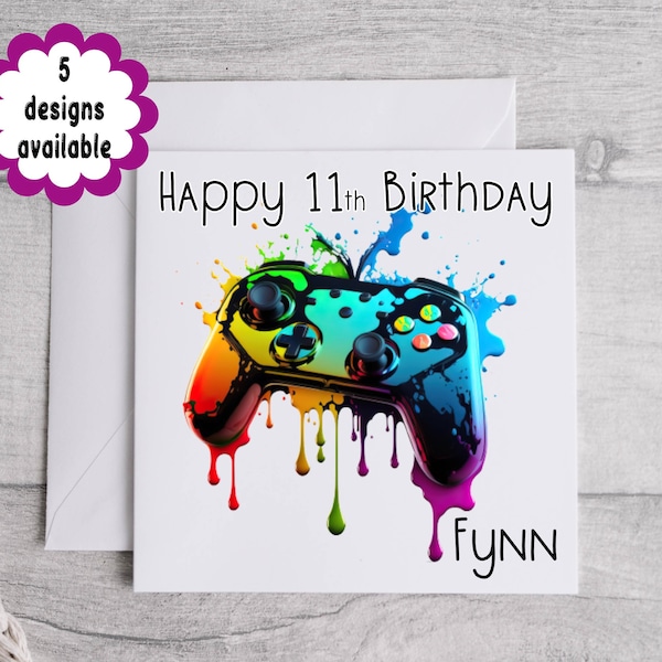 Gaming Birthday Card, gamers card. EDITABLE TEXT. 5 designs to pick from