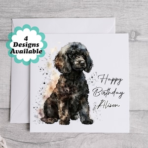 Carte d'anniversaire caniche, texte modifiable. Carte de voeux pour chien, cadeau d'anniversaire pour caniche.