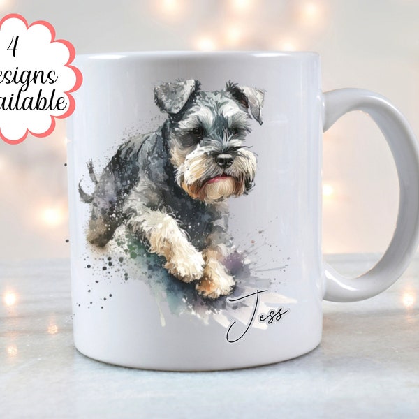 Mug Schnauzer personnalisé - Cadeau pour amoureux des chiens - Tasse à café Schnauzer - Cadeau pour elle - Cadeau Schnauzer