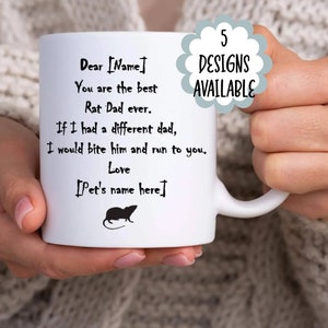 Humour pet rat mug, rat gift. Rat Mum, rat dad. 6 designs available. Matching coaster also available. Rat coffee mug. Rat Accessory