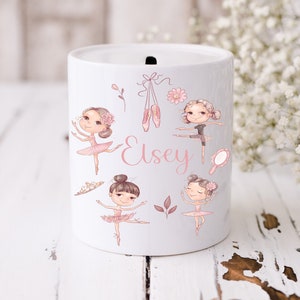 Ballet Ceramic Money Box - Personalized Ballerina Piggy Bank, a Graceful Gift for Baby Girls and Charming Nursery Décor