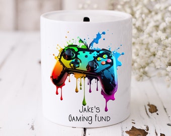 Personalised Gamer Money Box – Ceramic Piggy Bank - Gaming Gift for Boys - Bedroom Décor