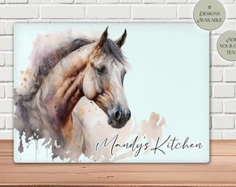 Personalised Glass Horse Chopping Board – Custom Cheese Board - Horse Lover Gift - Housewarming - Equestrian Gift for Her