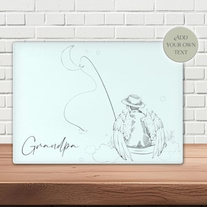 Personalised Fishing Memorial Worktop saver - A Unique Cheese Board and Housewarming Gift for Her - Bereavement keepsake