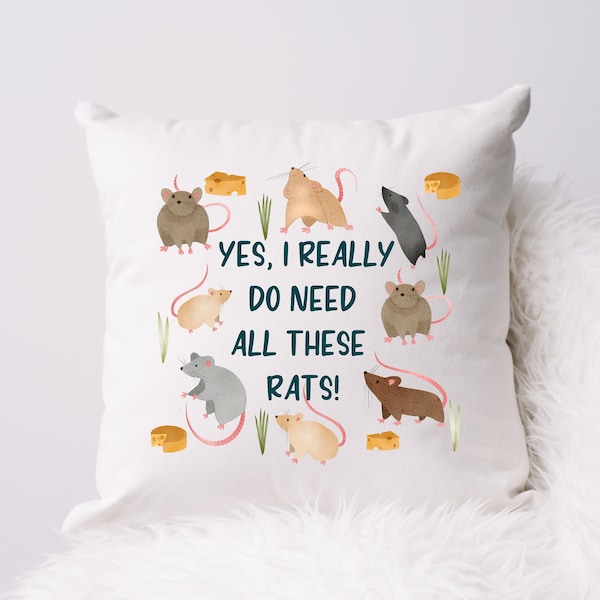 Charmant coussin pour amoureux des rats – Le cadeau parfait pour les propriétaires de rats, célébrez l'amour de ces adorables compagnons.