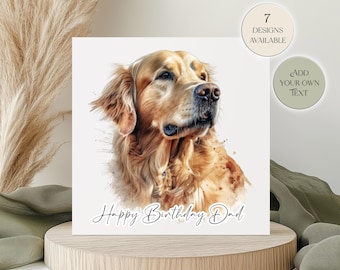 Golden Retriever Birthday Card – Editable Text Dog Greeting Card, Golden Retriever Birthday Gift, Customisable Pet Gift for Dog Lovers