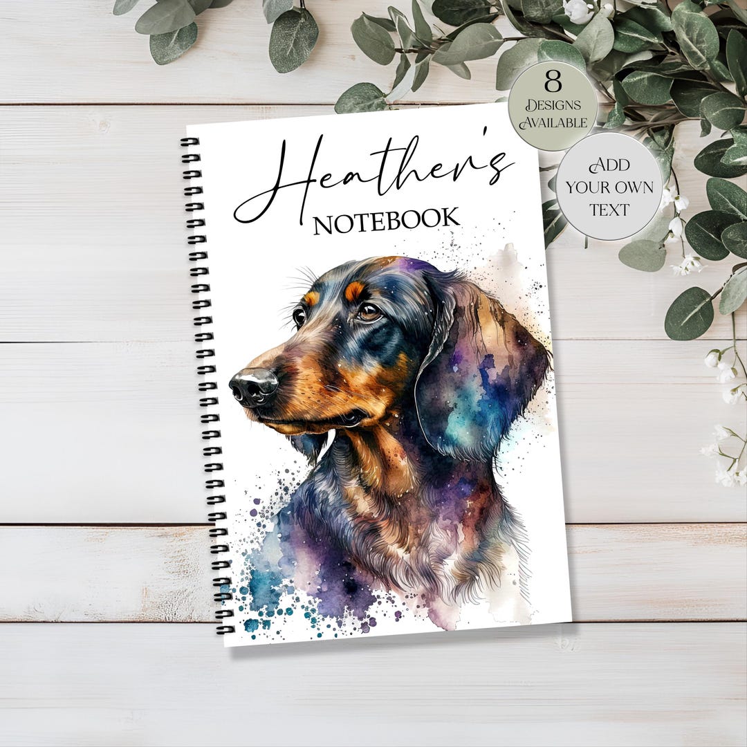 Personalised Dachshund Notebook – Watercolour Sausage Dog Journal ...