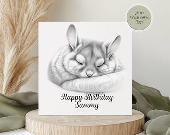 Personalised Sketched Chinchilla Birthday Card | Greetings Card | Gift for Mum, Her, or Friend