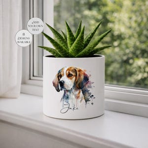 Personalised Beagle Plant Pot | Custom Dog Planter | Succulent Pot | Pet Memorial