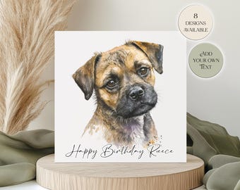 Tarjeta de cumpleaños de Border Terrier – Texto editable - Felicitaciones personalizadas para perros - Tarjeta personalizada para amantes de los perros