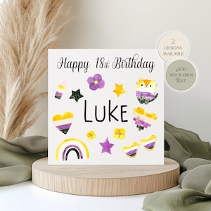 Personalised Non-Binary Birthday Card – Editable Text – Genderfluid & LGBTQ Gift – Non-Binary Birthday Gift, Greetings Card