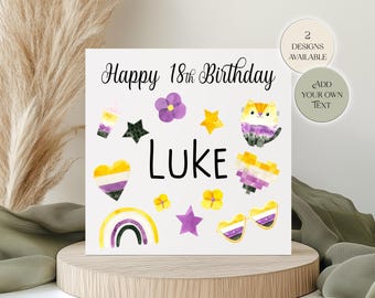 Personalised Non-Binary Birthday Card – Editable Text – Genderfluid & LGBTQ Gift – Non-Binary Birthday Gift, Greetings Card
