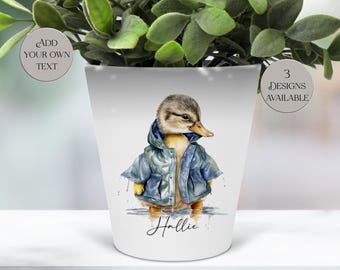 Personalised Duck Plant Pot - Custom Name Planter - Cute Duckling Décor - Farmhouse Indoor Planter - Rustic Home Accent