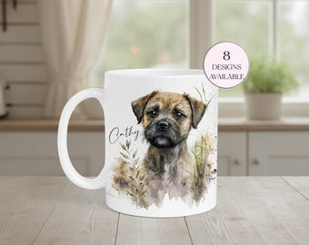 Personalised Border Terrier Mug |  Dog Ceramic Coffee Cup | Matching Coaster