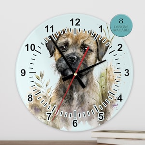 Glass Watercolour Border Terrier Clock – Dog Lover Gift - Home Décor - Animal Art