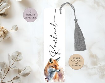 Personalised Metal Fox Bookmark - Large Custom Made Tassel Bookmark - Gift for Book Lovers - Teacher