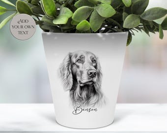 Personalised Irish Setter Plant Pot – Dog Pen Holder | Makeup Brush | Memorial Gift