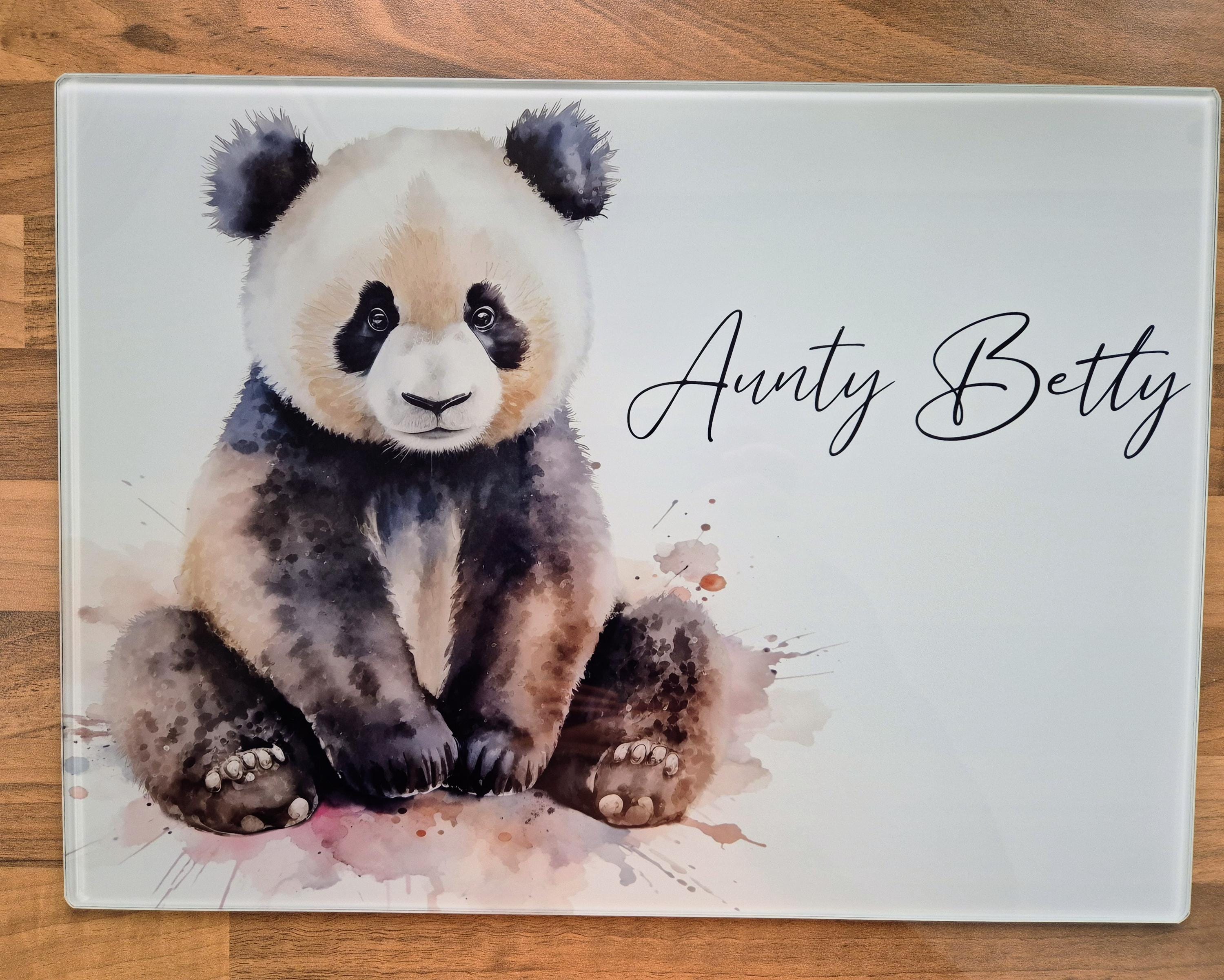Personalised Panda Glass Chopping Board | Panda Cheese Board