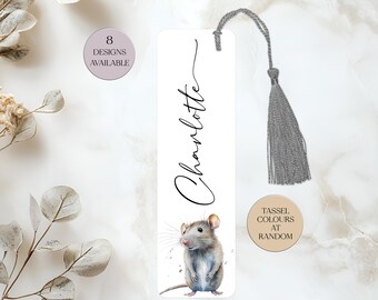 Personalised Metal Rat Bookmark - large Custom made tassel Bookmark- Booklover Gift - Travel gift.
