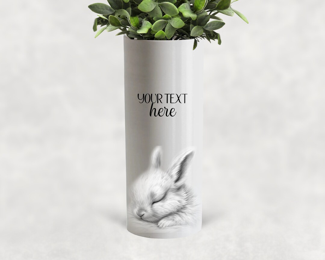 Sketched Bunny Rabbit Ceramic Vase/ Flower Pot With Custom Text - the ...