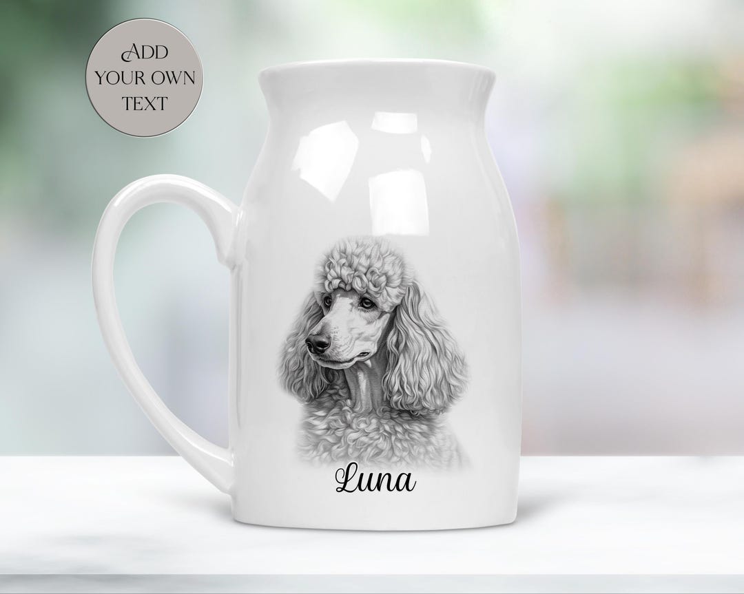 Personalised Poodle Milk Jug / Flower Vase - Custom Gift for Dog