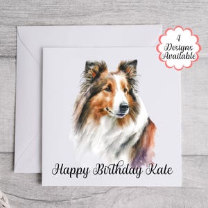 Carte d'anniversaire Rough Collie - Texte modifiable, carte de voeux personnalisée pour chien, cadeau Collie pour les amoureux des chiens