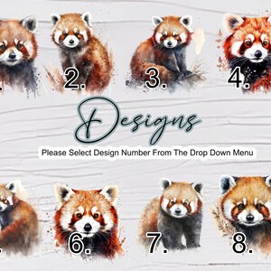 Taza personalizada con diseño de panda rojo en acuarela – Regalo de panda rojo – Taza de café con nombre personalizado – Posavasos a juego imagen 5