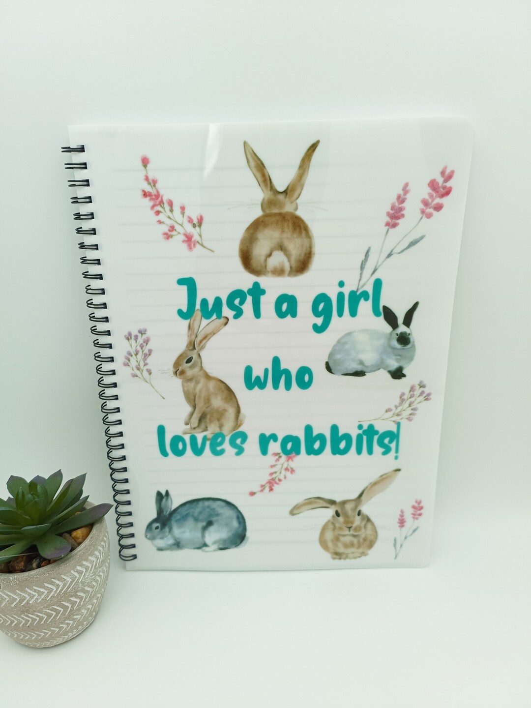 A5 Rabbit Cute Bunny Notebook A4/A5 – Rabbit Notepad or Diary – Animal Lover ...