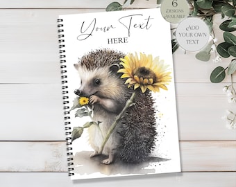 Personalised Hedgehog Notebook – A5/A4 Notepad – Custom Diary/Journal – Teacher's Gift