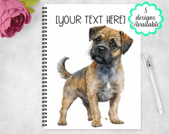 Personalised Border Terrier notebook/notepad, Border Terrier lover, Watercolour dog notebook, Gift for Her, Gift for friend/student.