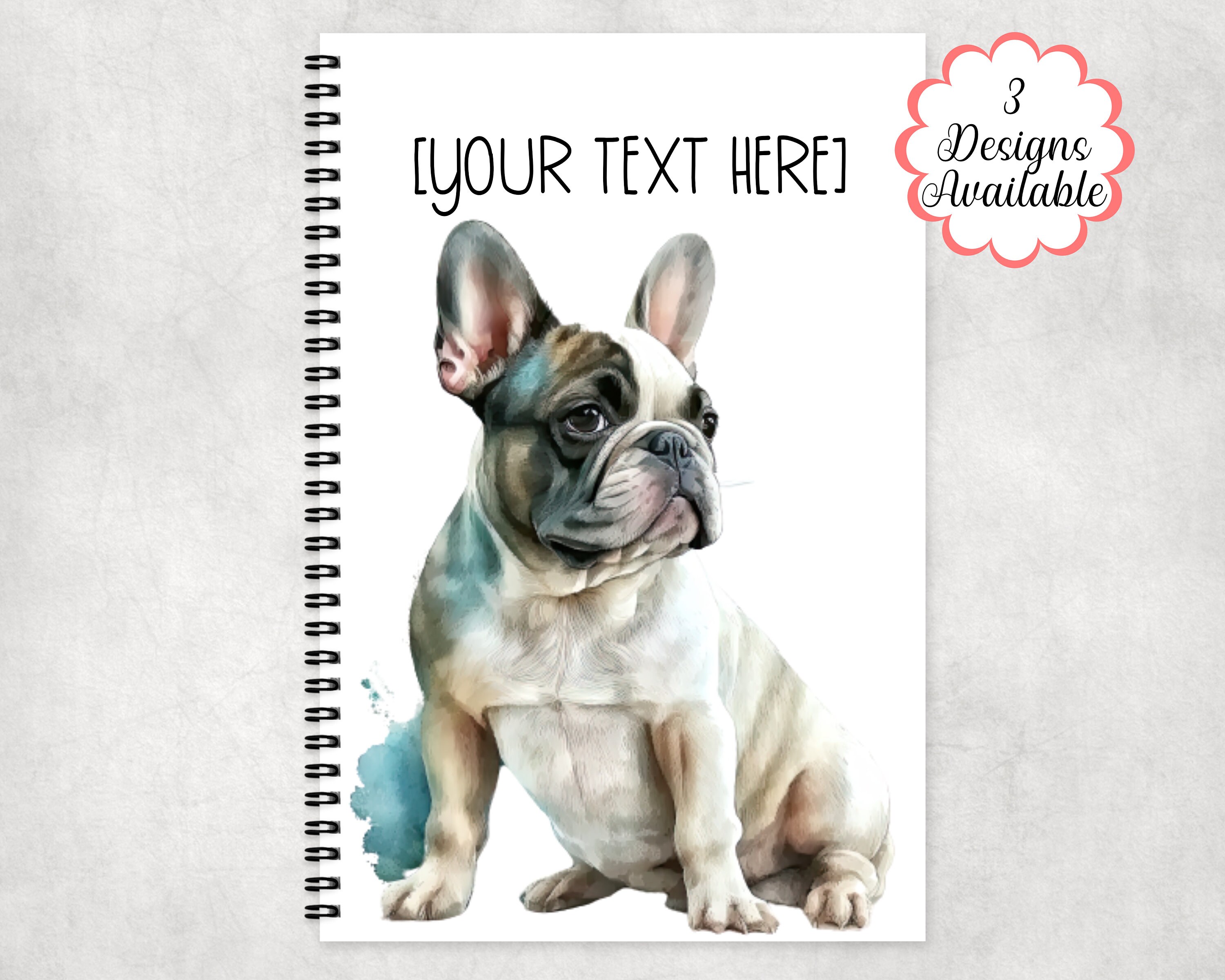 Personalised French Bulldog Notebook – Watercolour Dog A4/A5 Notepad, Gift for Frenchie Lover, Gift for Her, Teacher, Student or Friend