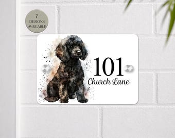 Placa personalizada para casinha de poodle - Placa de acrílico personalizada com o número da casinha do cachorro - Placa para porta externa