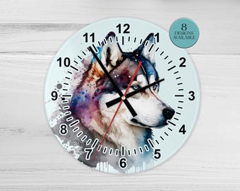 Glass Siberian Husky Wall Clock | Husky Clock | Dog Lover Gift - Etsy