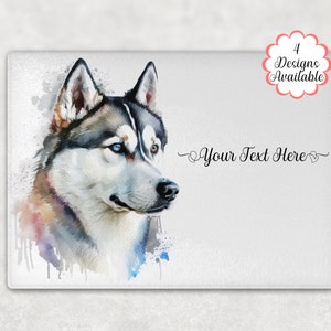 Personalised Siberian Husky glass chopping board. Cheese Board, House warming gift, Kitchen ware,  Husky gift. Gift for her. for kitchen