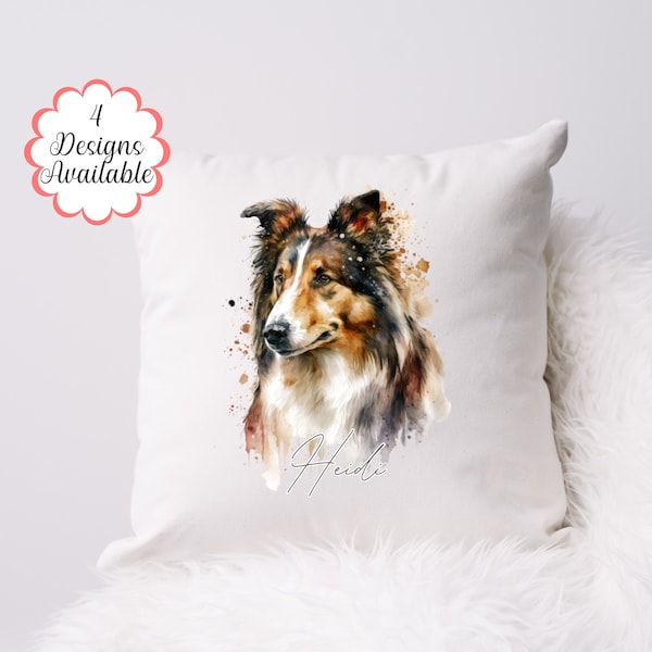 Watercolour Rough Collie Cushion - The Perfect Collie Gift for a birthday or any day.