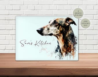 Personalised Greyhound Glass Chopping Board | Cheese Board | Dog Lover Gift | Custom Kitchen Décor | Housewarming Gift | Unique Gift for Her